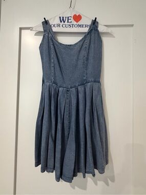 Girls Denim Fit-and-Flare Dress - Blue
